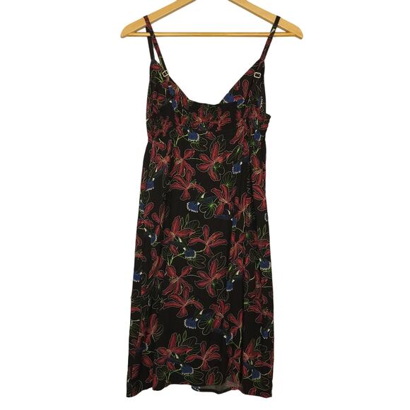 Guy Harvey Women's Thin Strap Sundress Hummingbird Tropical Print XS Black Pink - Picture 4 of 6